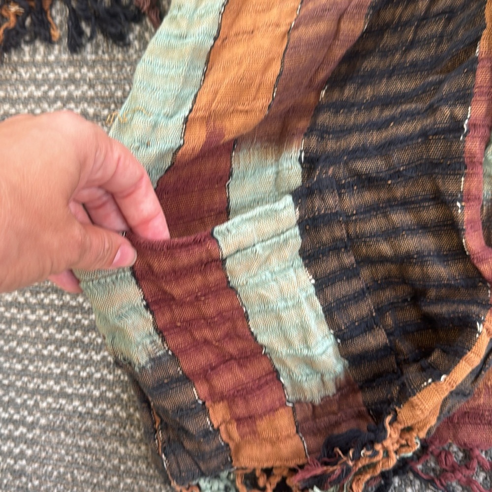 Moon Weaver Handwoven Lagenlook Patchwork Fringe Jacket Shawl, OS - Picture 3 of 7